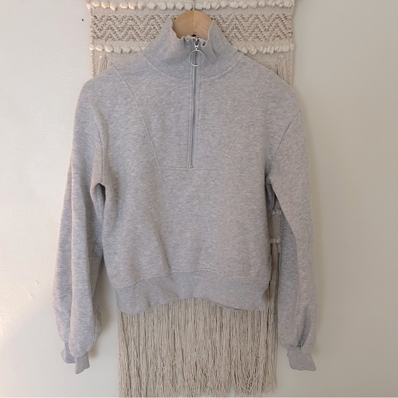 Heather light grey 1/4 zip sweatshirt - Picture 4 of 10